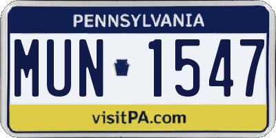 PA license plate MUN1547