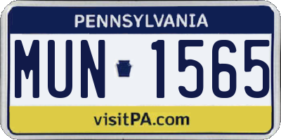 PA license plate MUN1565