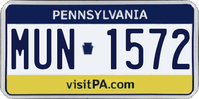 PA license plate MUN1572
