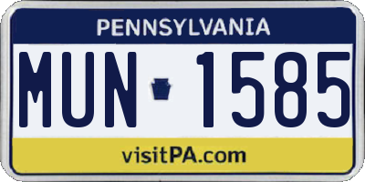 PA license plate MUN1585