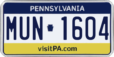 PA license plate MUN1604