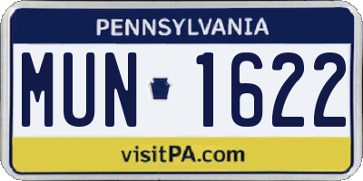 PA license plate MUN1622
