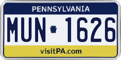 PA license plate MUN1626