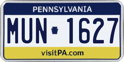 PA license plate MUN1627