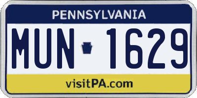 PA license plate MUN1629