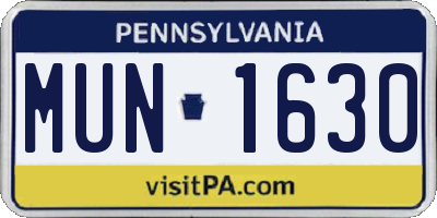 PA license plate MUN1630