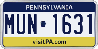 PA license plate MUN1631