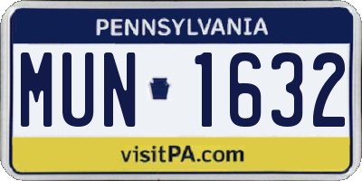 PA license plate MUN1632