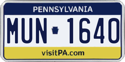 PA license plate MUN1640