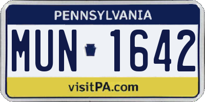 PA license plate MUN1642