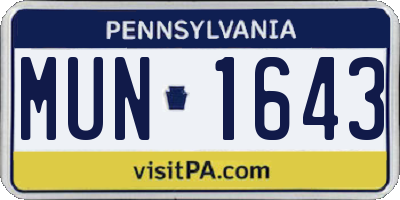 PA license plate MUN1643