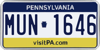 PA license plate MUN1646