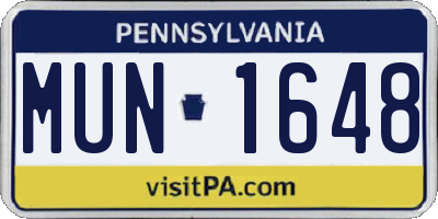 PA license plate MUN1648