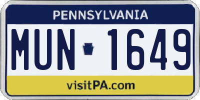 PA license plate MUN1649