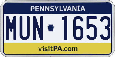 PA license plate MUN1653