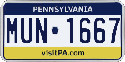 PA license plate MUN1667