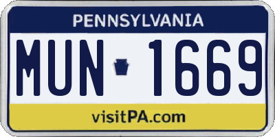 PA license plate MUN1669