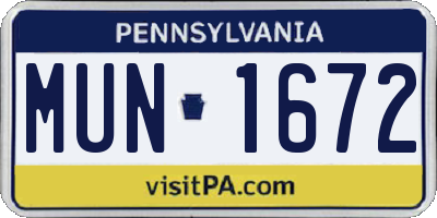 PA license plate MUN1672