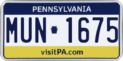 PA license plate MUN1675