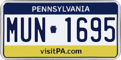 PA license plate MUN1695