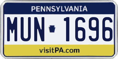 PA license plate MUN1696
