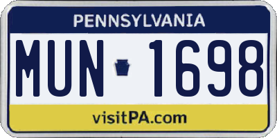 PA license plate MUN1698