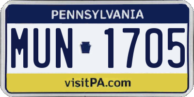 PA license plate MUN1705
