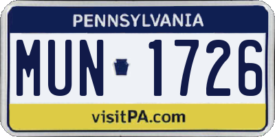PA license plate MUN1726