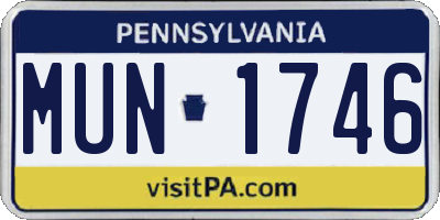 PA license plate MUN1746