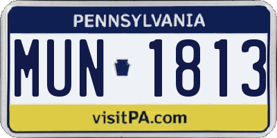PA license plate MUN1813