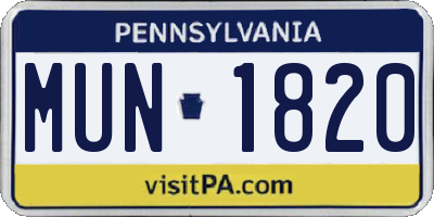 PA license plate MUN1820