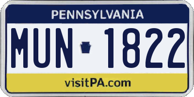 PA license plate MUN1822