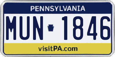 PA license plate MUN1846