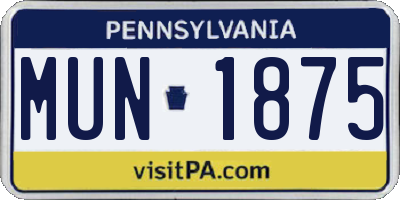 PA license plate MUN1875