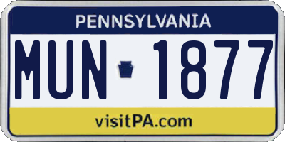 PA license plate MUN1877