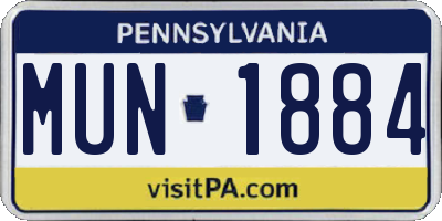 PA license plate MUN1884