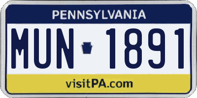 PA license plate MUN1891