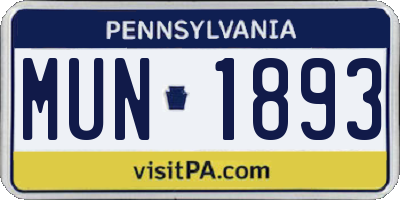 PA license plate MUN1893
