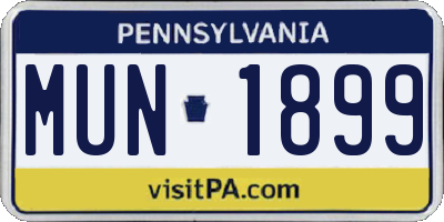 PA license plate MUN1899