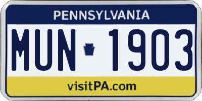 PA license plate MUN1903