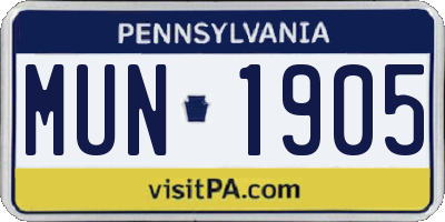PA license plate MUN1905