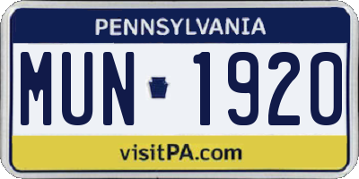 PA license plate MUN1920