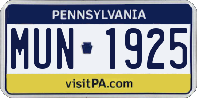 PA license plate MUN1925