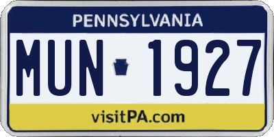 PA license plate MUN1927