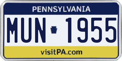 PA license plate MUN1955