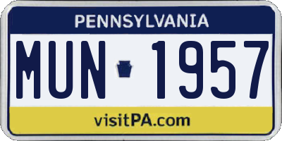 PA license plate MUN1957
