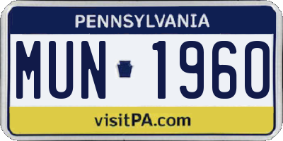 PA license plate MUN1960