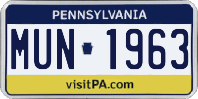 PA license plate MUN1963