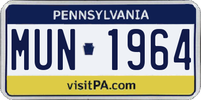 PA license plate MUN1964