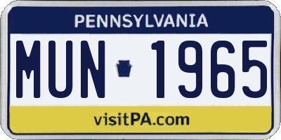 PA license plate MUN1965